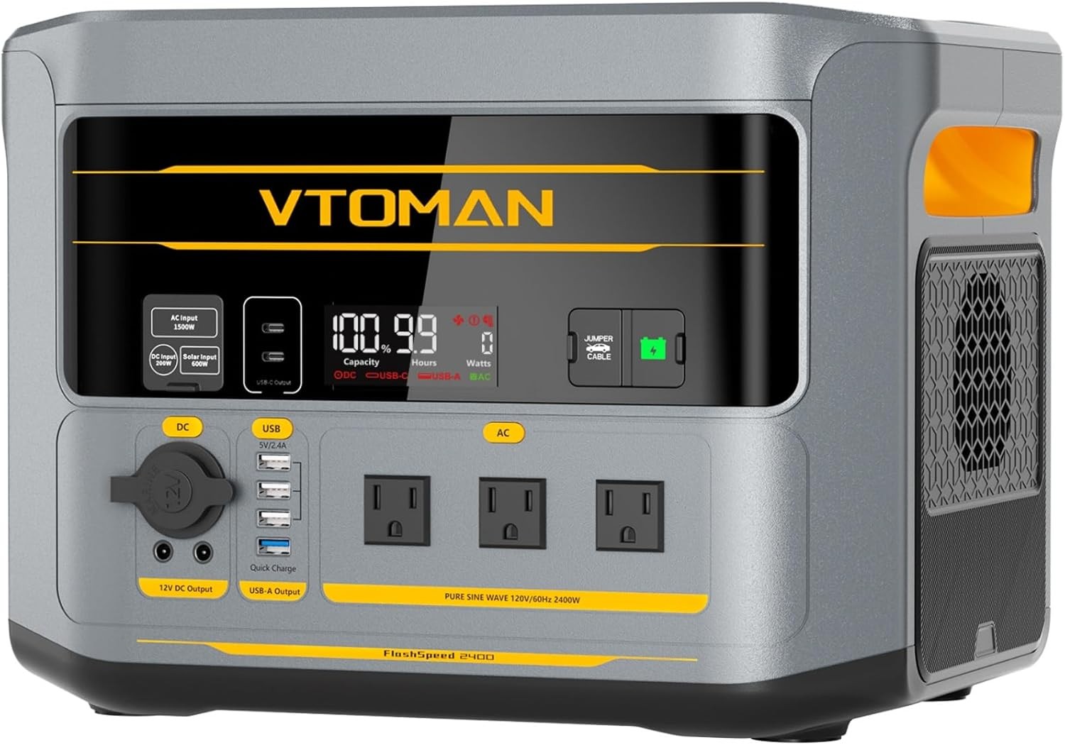 VTOMAN FlashSpeed 2400 Portable Power Station, 1408Wh LiFePO4 Battery 2400W