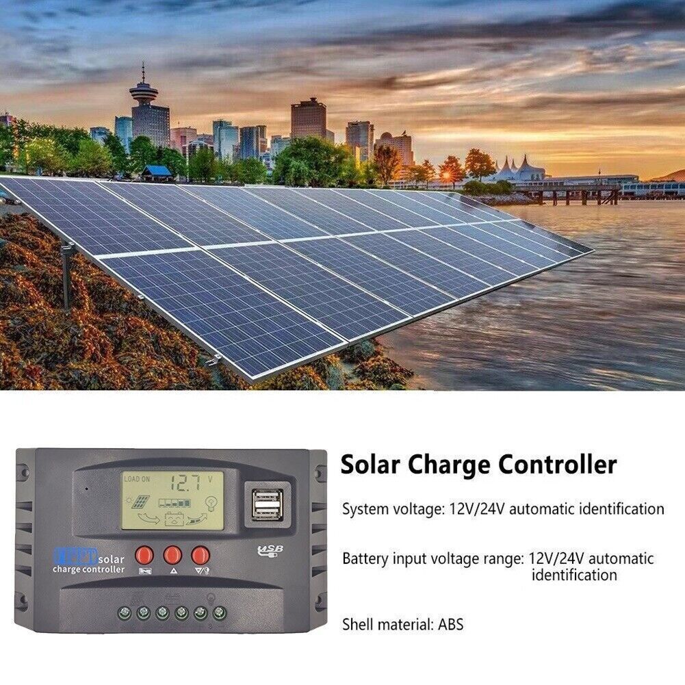 LCD Display MPPT Solar Panel Regulator Charger Controller 12V/24V 30A/50A/100A