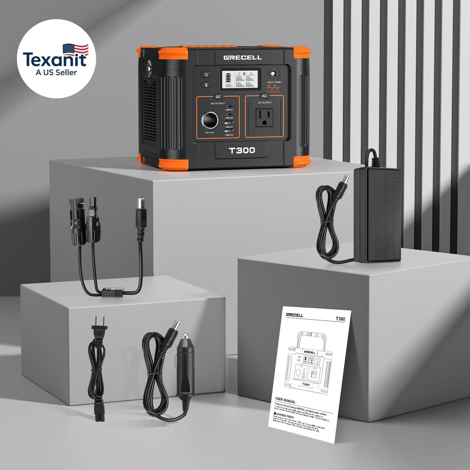 Portable Power Station 300W, 230.88Wh Solar Generator with 60W USB-C PD Output,