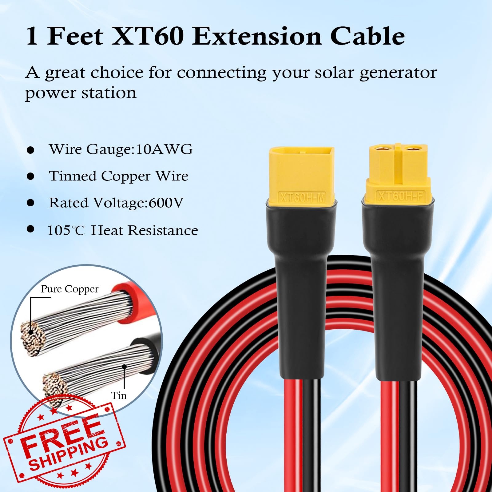 MOOKEERF XT60 Extension Cable 1FT