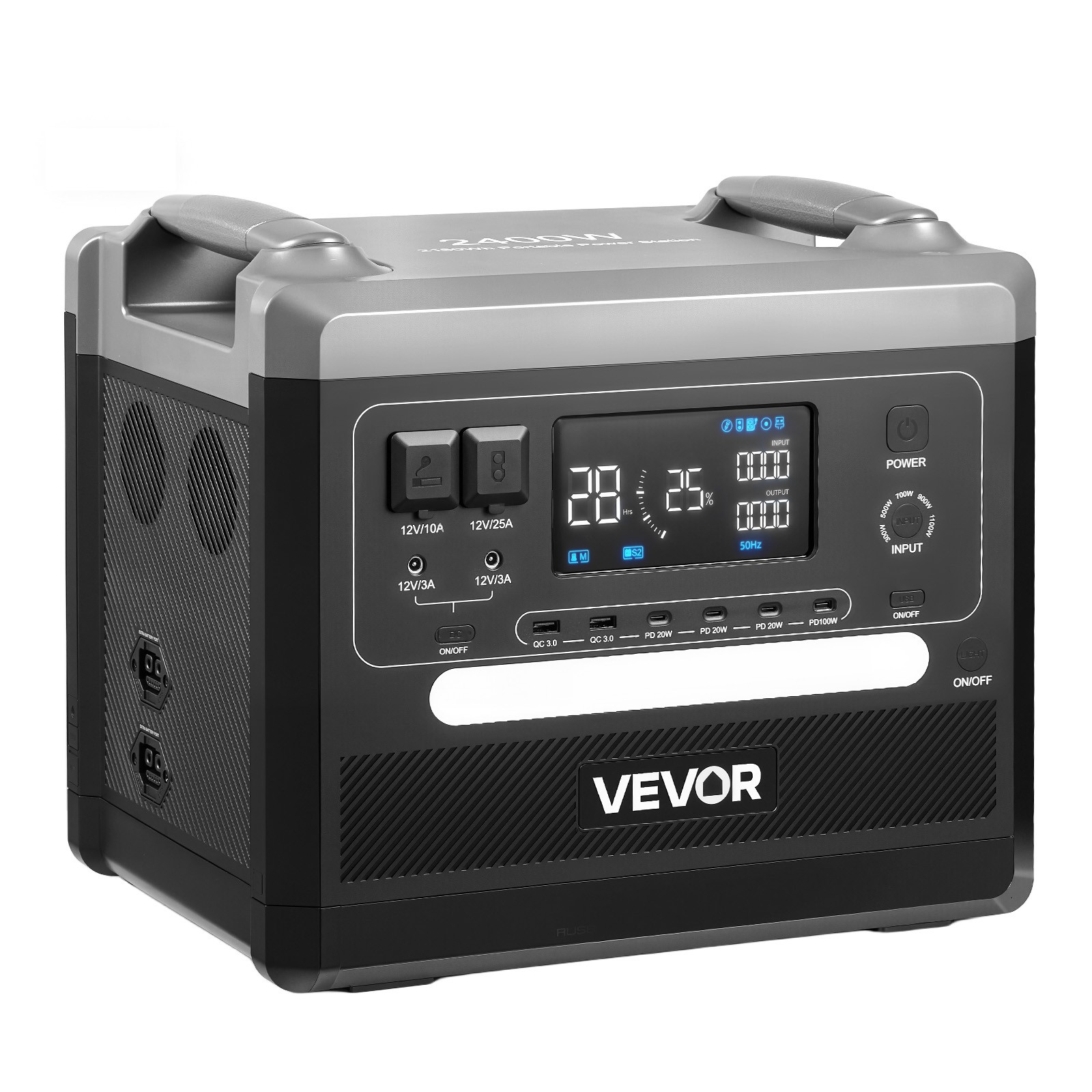 VEVOR Portable Power Station Solar Generator 2400W 2160Wh with 10 Output Ports
