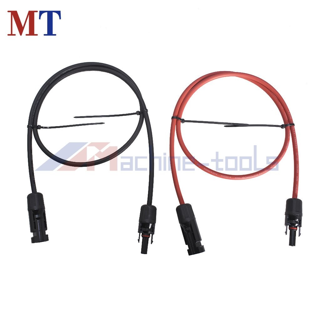 1 Pair Black + Red Solar Panel Extension Cable Wire Connector 3 Feet 10 AWG