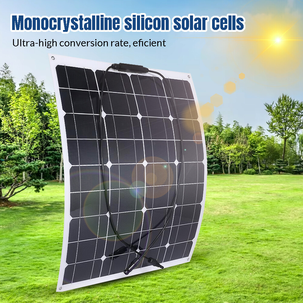 100 200W Flexible Solar Panel Mono 12V Home RV Boat Camping Power Battery Charge
