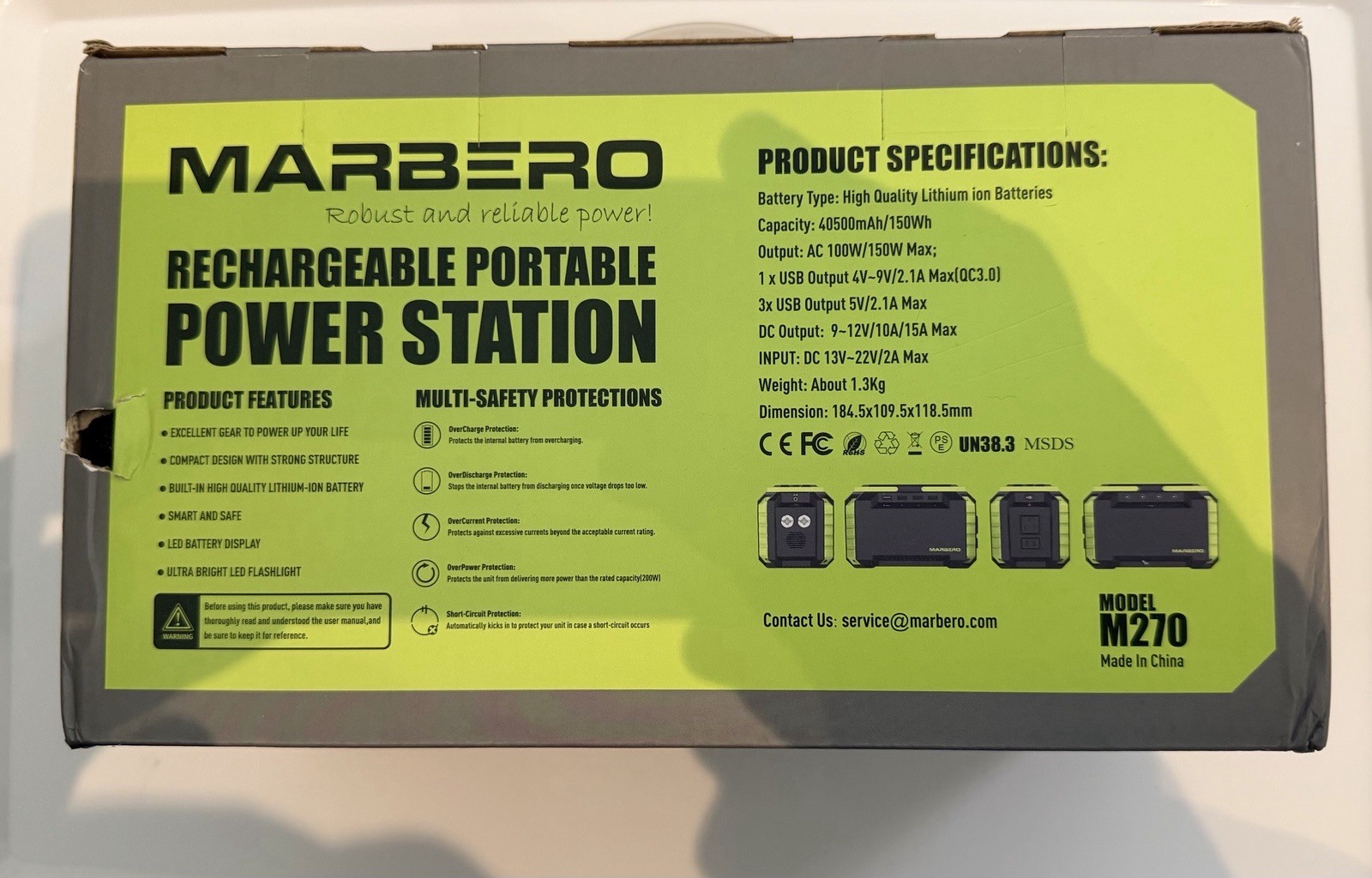 150Wh Multi Power Station-2 110v AC Outlets, 3 USB Output, Solar Compatible