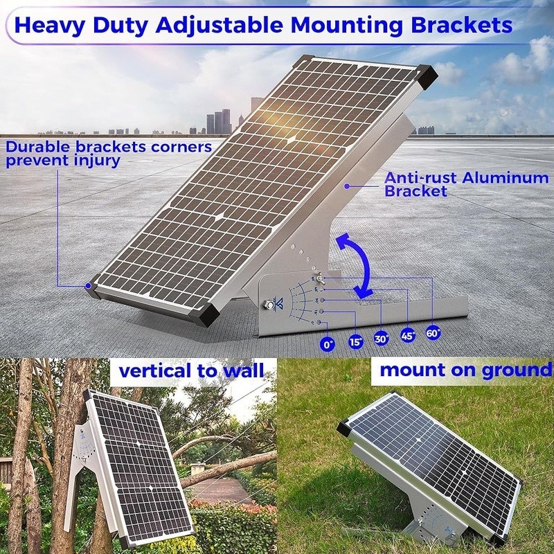 30W Solar Panel Charger MPPT Adjustable Waterproof Durable Battery Maintainer US