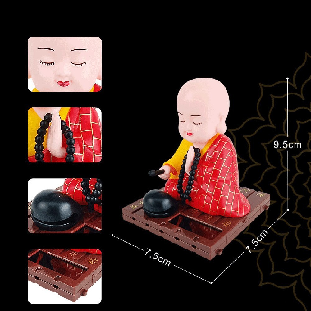 Fun Solar Monk Decoration Shaking Head Design for Cars and Home Spaces