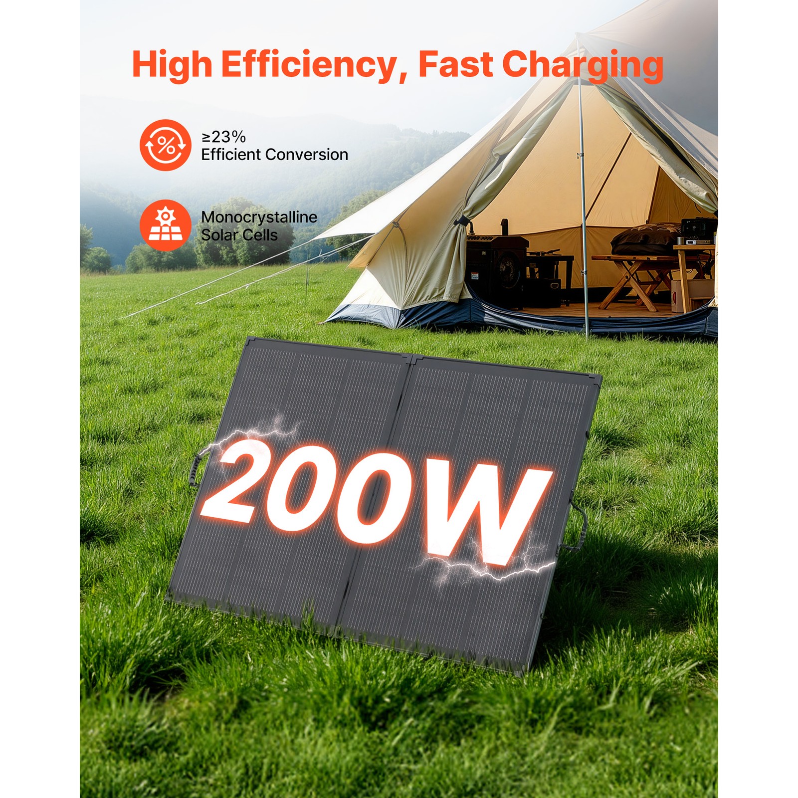 Uimoso 200W Portable Foldable Solar Panel with 30A Controller for Charging