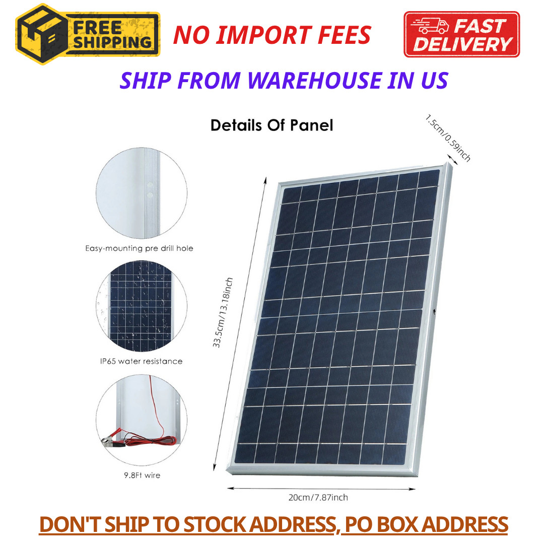 Trickle 30W Solar Panel 12V Charger Battery Charger Kit Maintainer Boat Car RV
