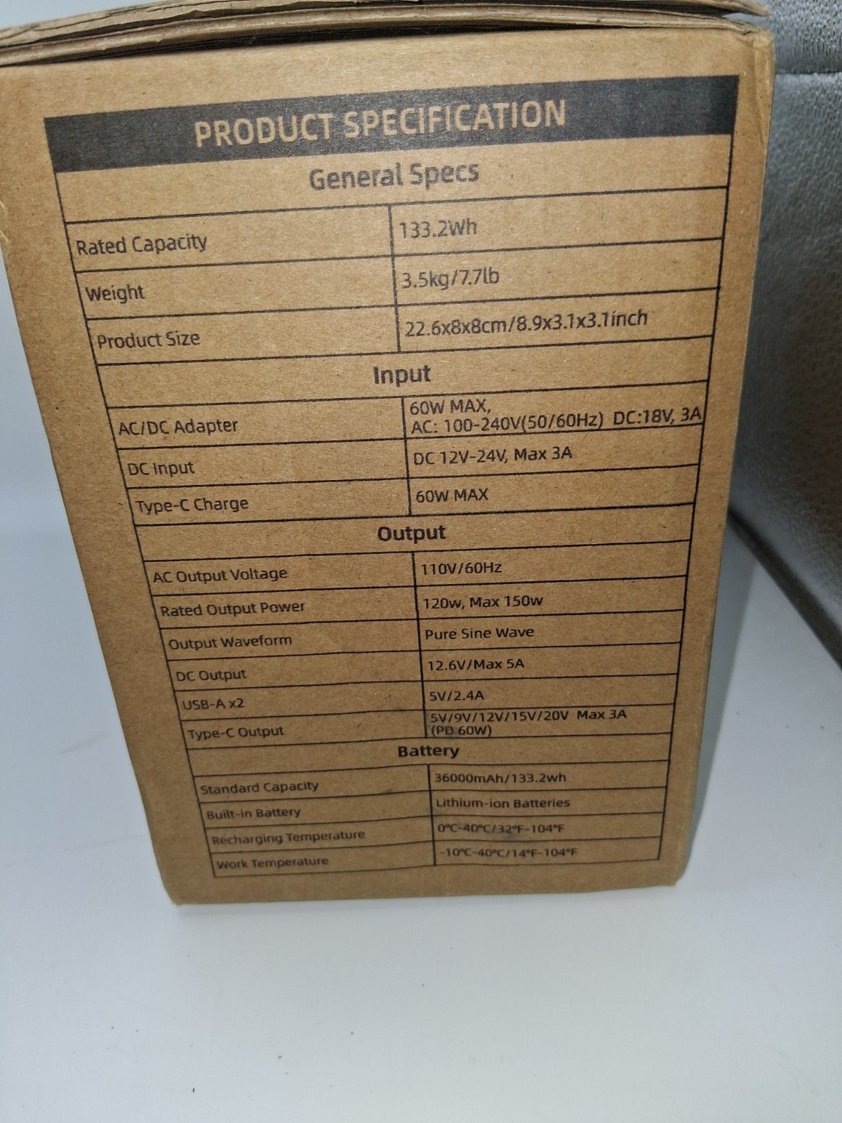 YKPOWER Portable Power Station 150W 133.2Wh Model YP-150W