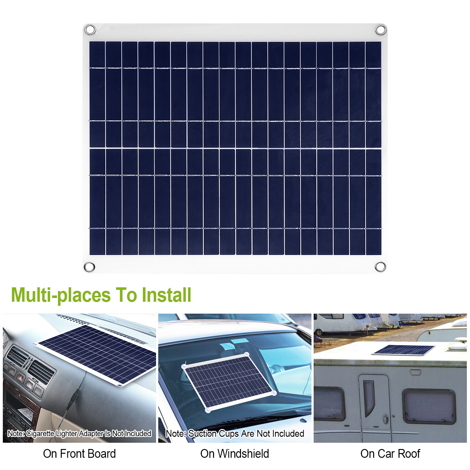 Solar Panel 12V 25W Car Battery Charger w/3.0A Dual USB Charging For RV Car Boat