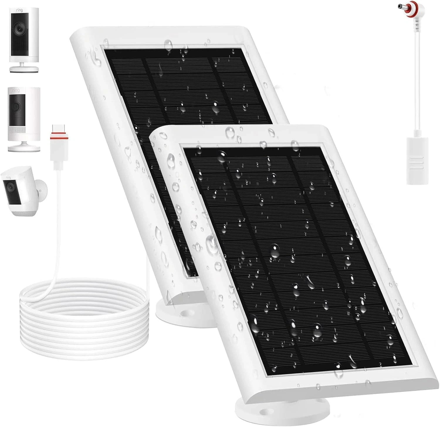 Solar Panel for Ring Camera(2Nd Generation), 2 Pack 5W Solar Panel with 10FT/3M