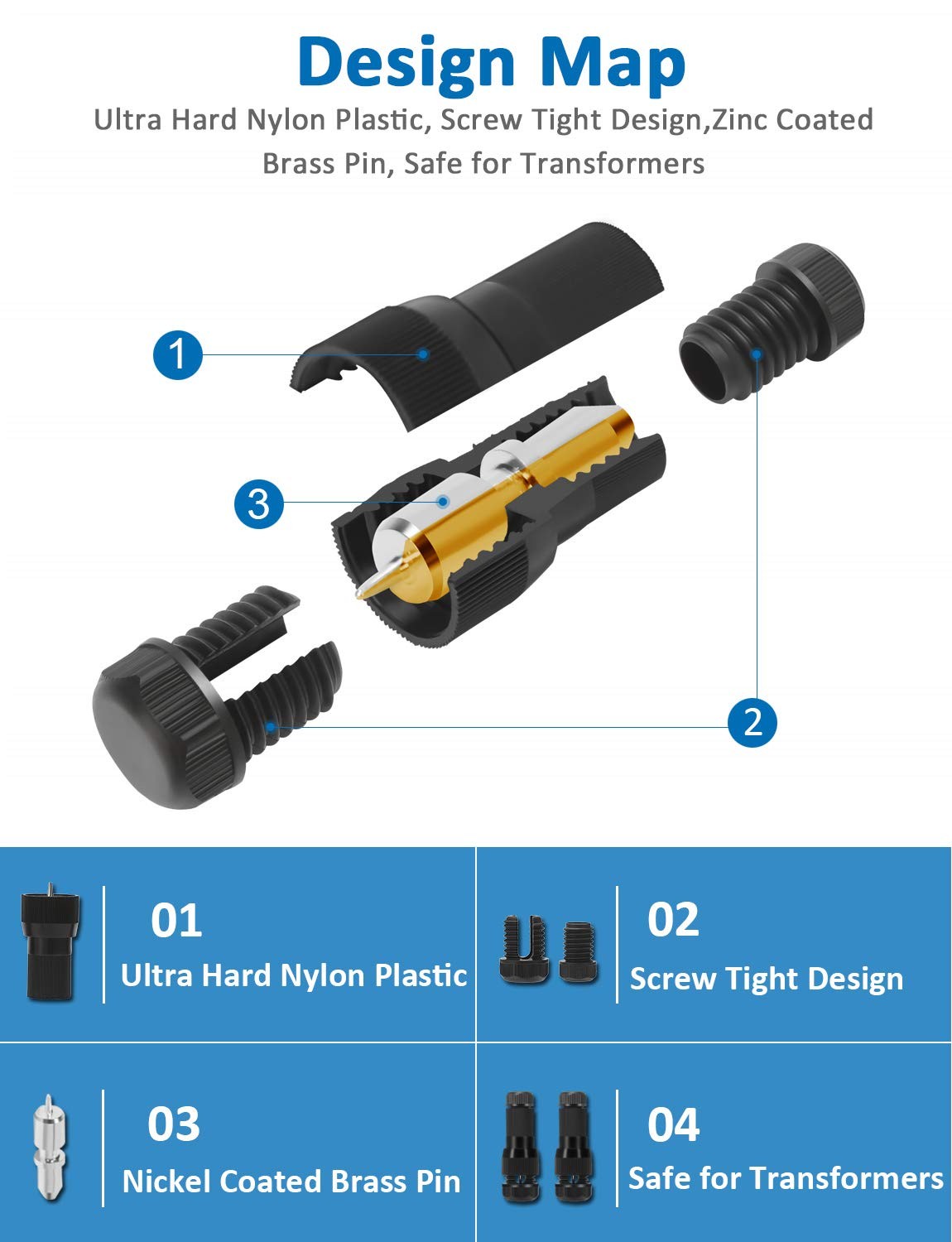 SUNVIE Landscape Lighting Connectors Fastlock Low Voltage Wire Connector, Wat…