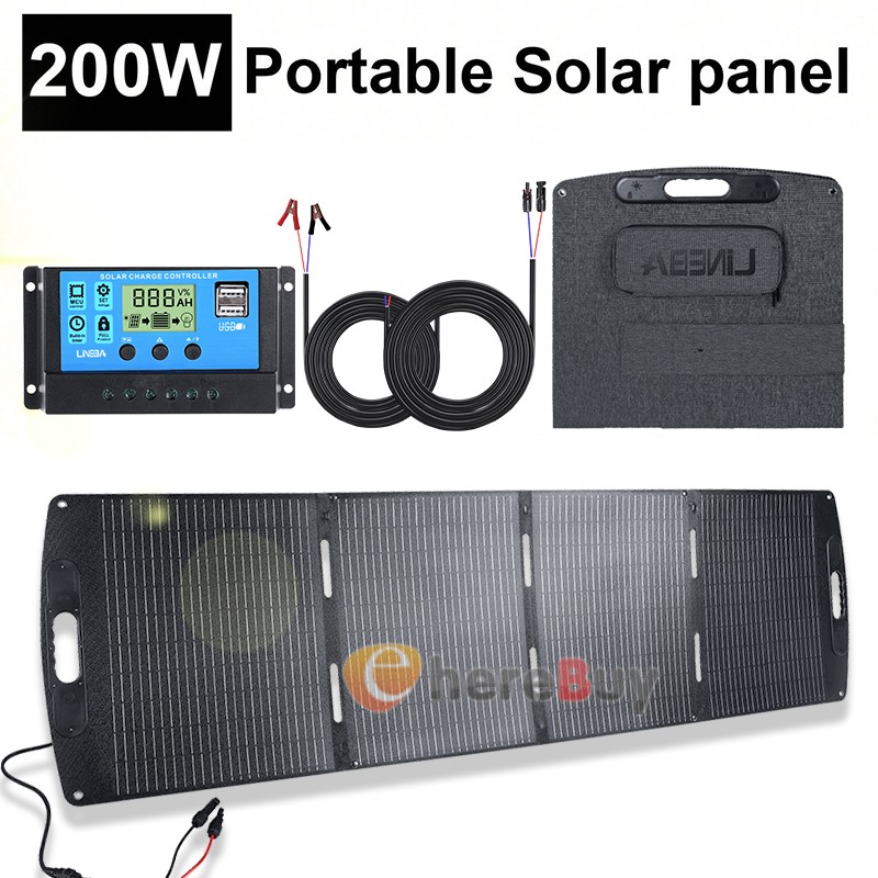 200W Foldable Solar Panel Solar Charger Off-Grid with USB-C, USB-A, DC Ports US