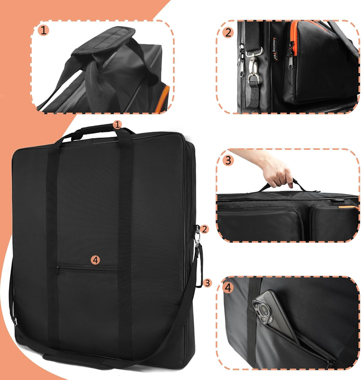 Solar Panel Carrying Case Compatible with 2 Jackery Solarsaga 100W Panels, Padde