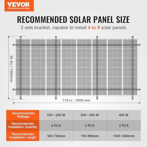 VEVOR Adjustable Solar Panel Mounting Brackets for 4-8 Panels