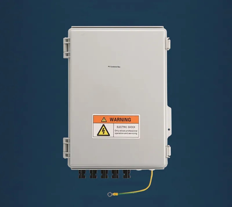 PV Combiner Box 5-in1-out 600V DC IP65 Waterproof SPD MCB Fuse Lightning Protect