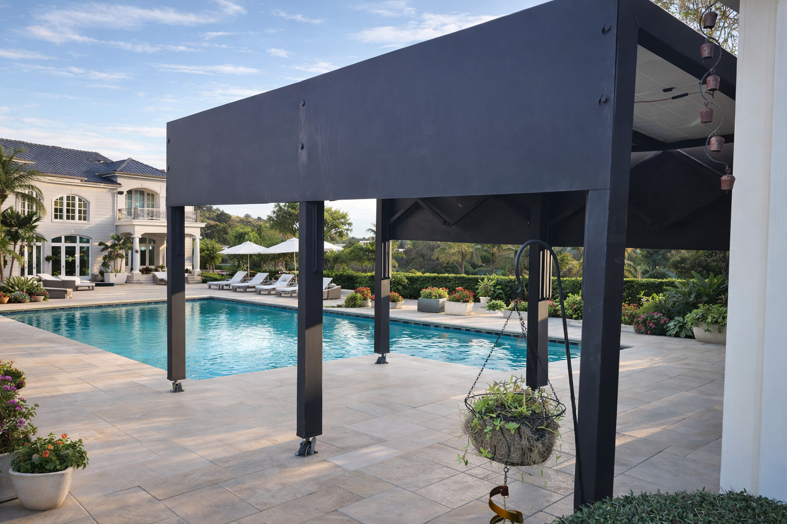 Portable Solar Pergola | Structure 16×9 ft | Prewired Panels & Inverter 2.2kWh