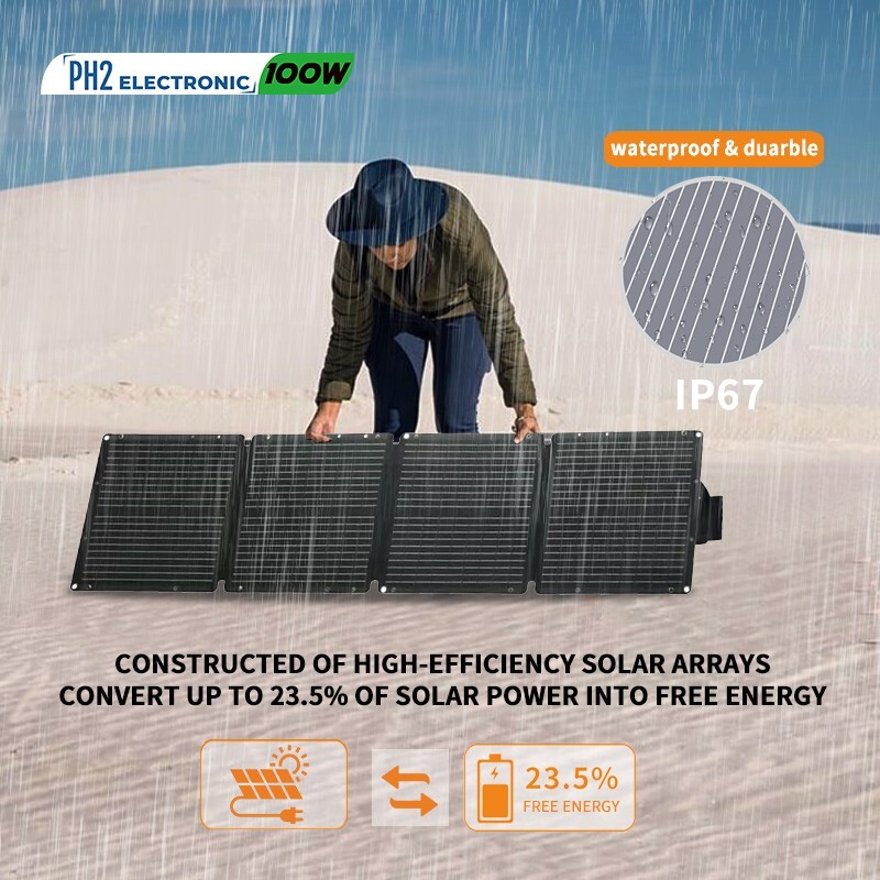 100w Portable Foldable Solar Panel Kit (18V,16x16inch,7lb),Solar Controller