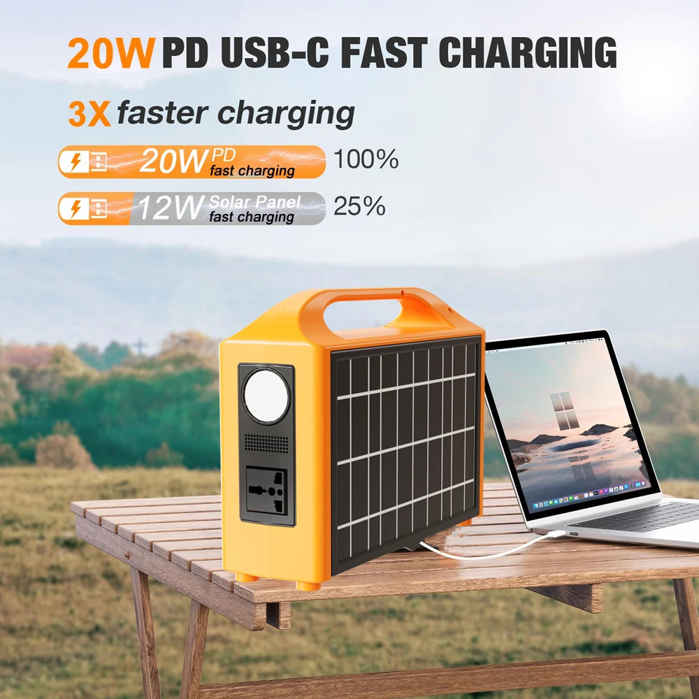 100W Portable Solar Power Station Generator Output AC 220V 110V Lifepo4 Power Ba