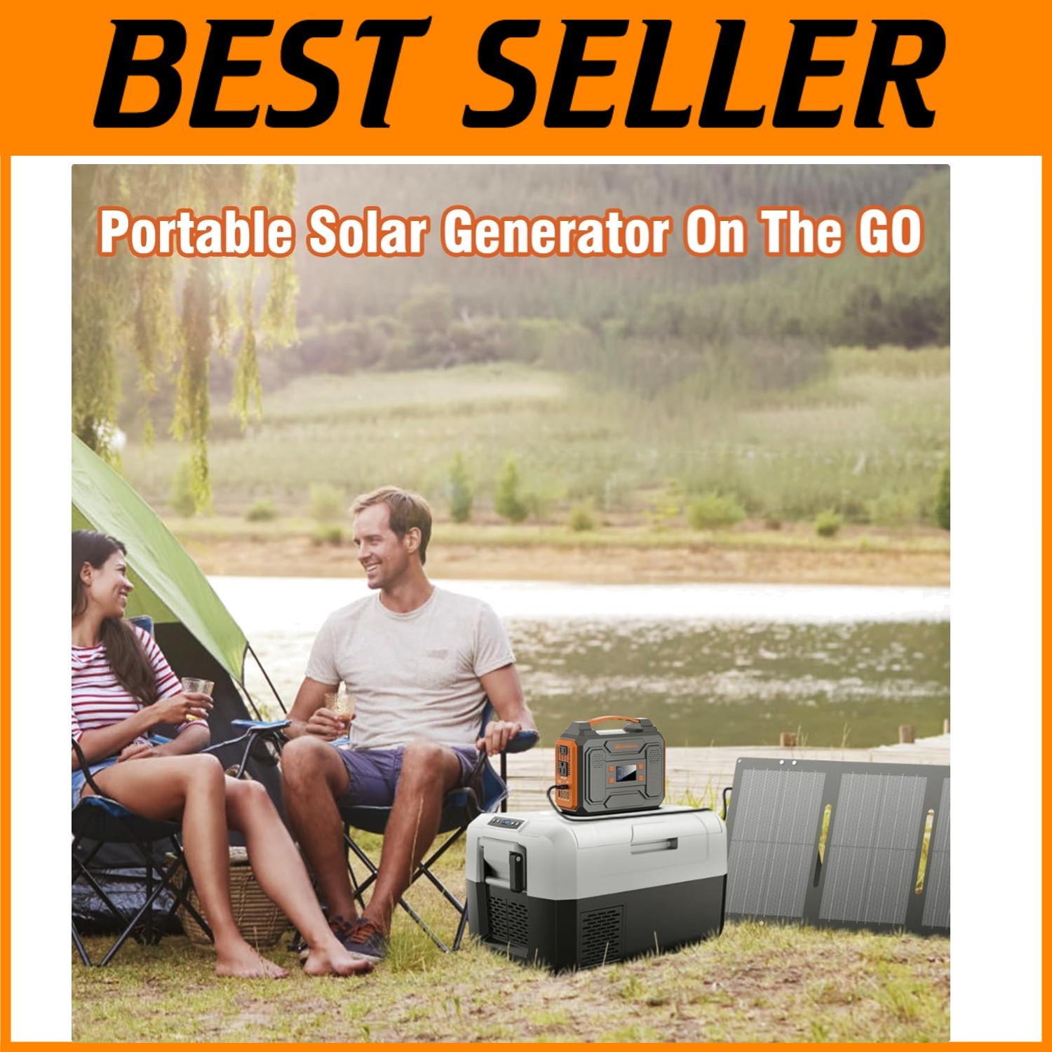 Portable Solar Generator 300W Power Station USB DC AC Outlet