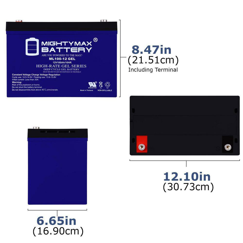 12V 100AH GEL Battery Replacement for RENOGY PV Solar Panels