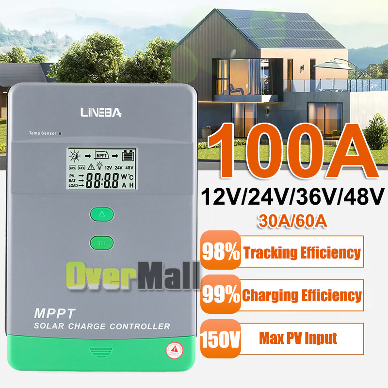 Solar Panel Regulator MPPT Charge Controller Auto Focus Tracking 30-100A 12V/24V