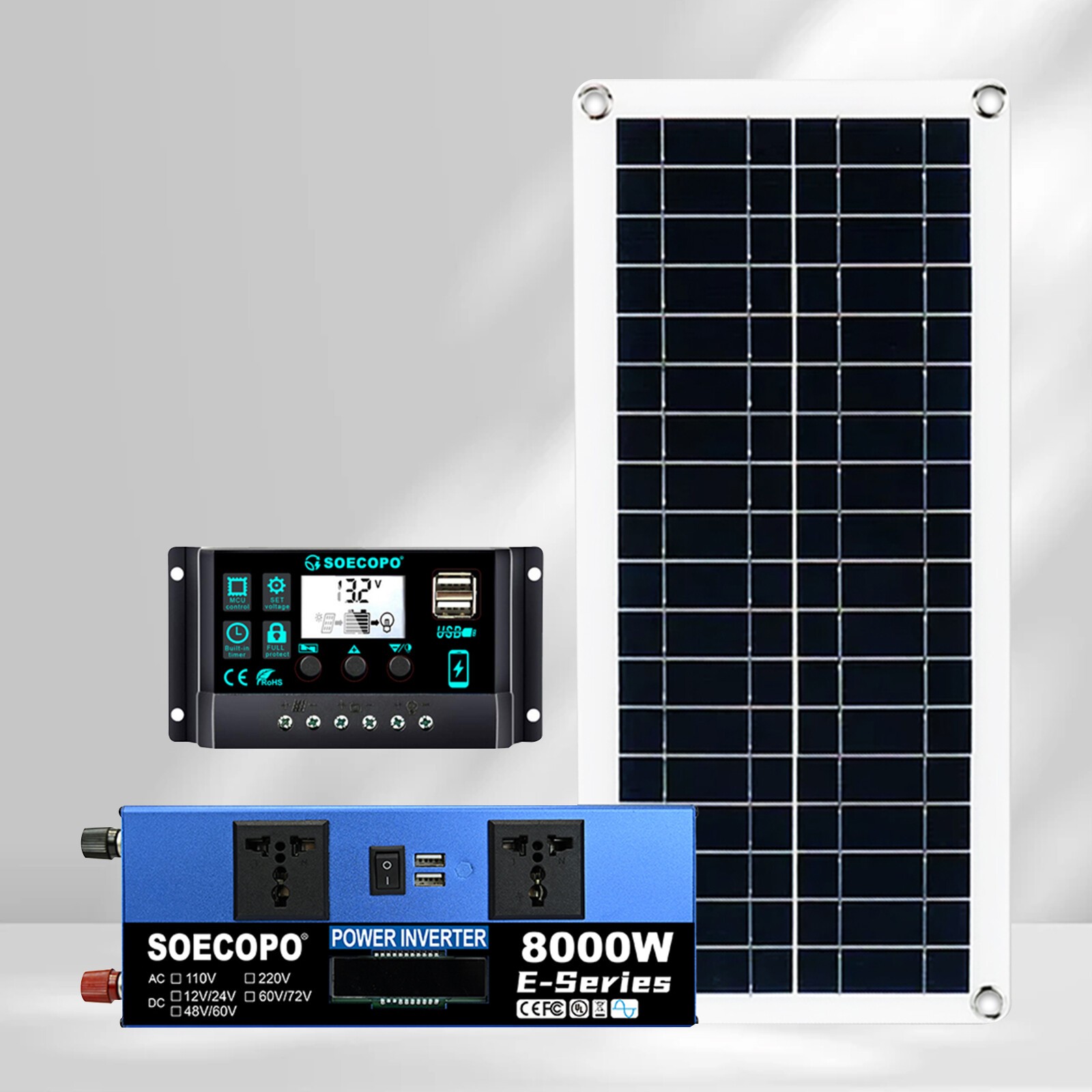 8000W Complete Solar Panel Kit Solar Power Generator 100A Home 110V/220V SysteOy