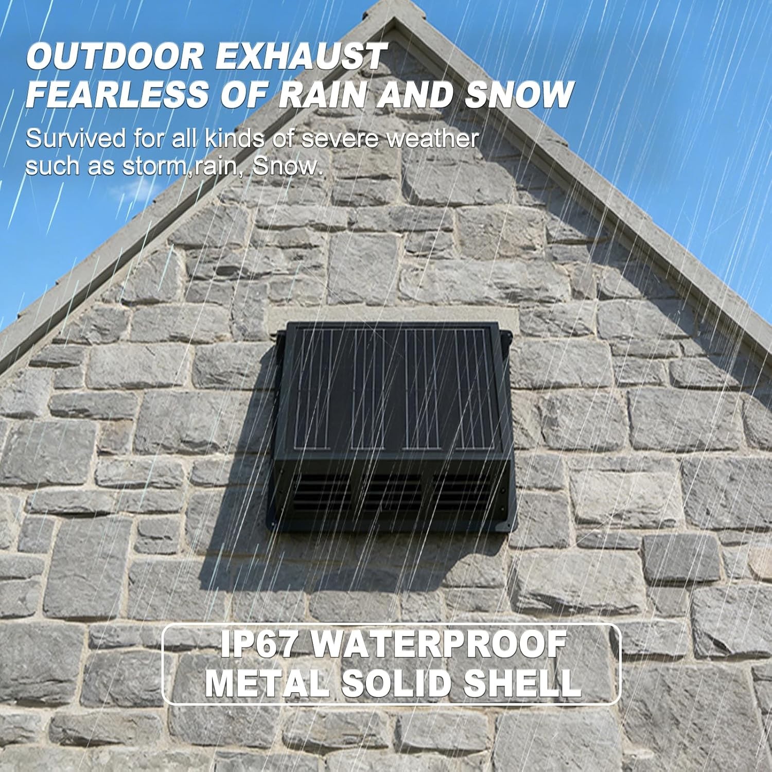 25W Solar Exhaust Fan 2500 RPM High-Speed Exhaust Fan W/ 12V Monocrystalline