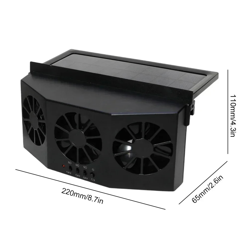Custom Portable Fan Car Deodorization 3 Heads Auto Ventilation Fans Solar Chargi