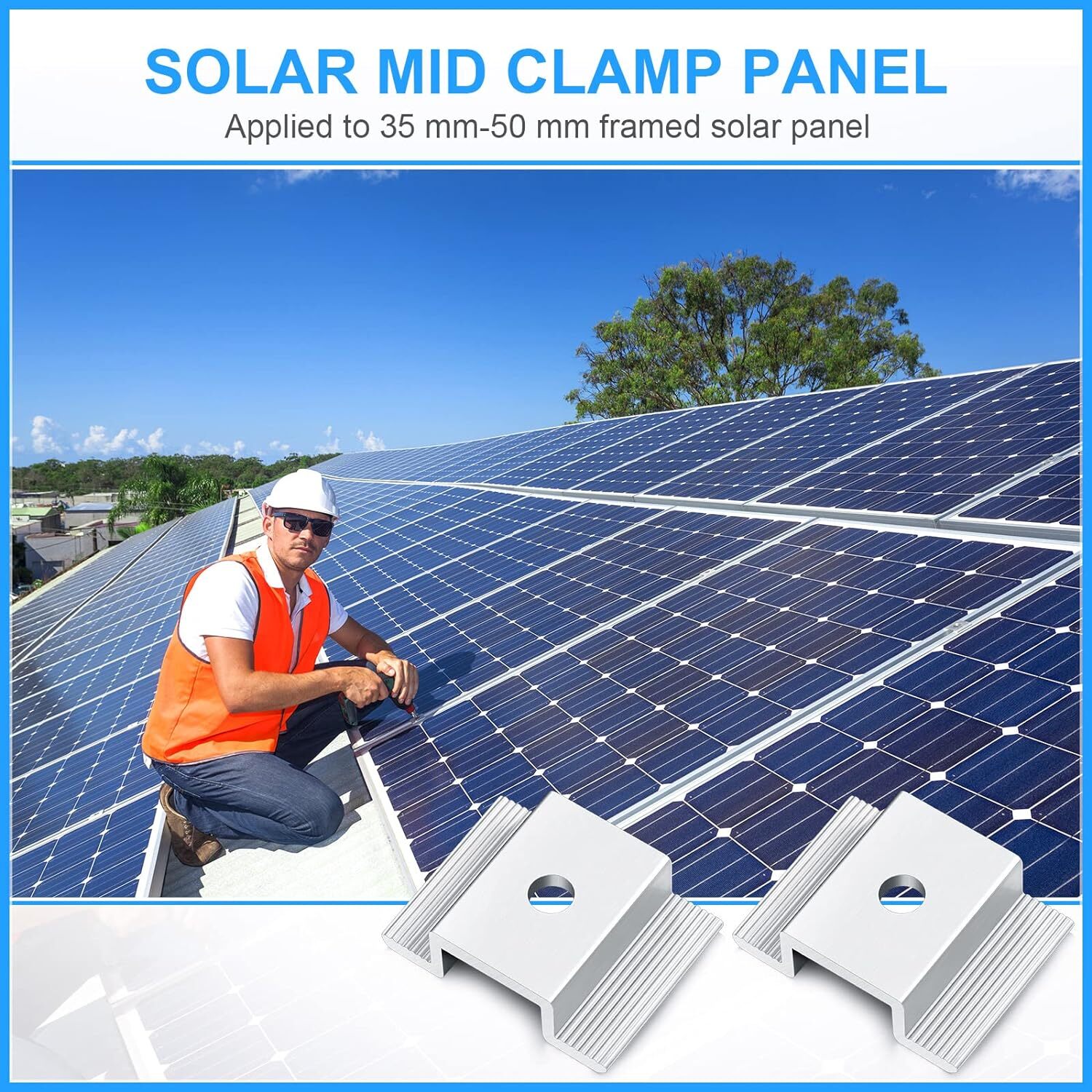 12 Pack Solar Panel Mid Clamps 1.06 Inch Solar Panel Bracket Aluminium M