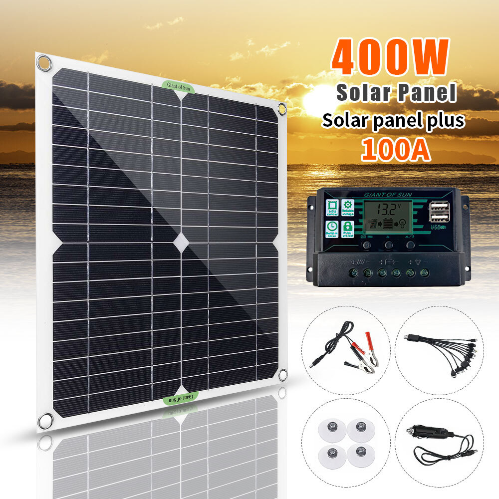 Solar Panel Kit Folding Power Bank USB Outdoor Camping Hiking Phone Charger US