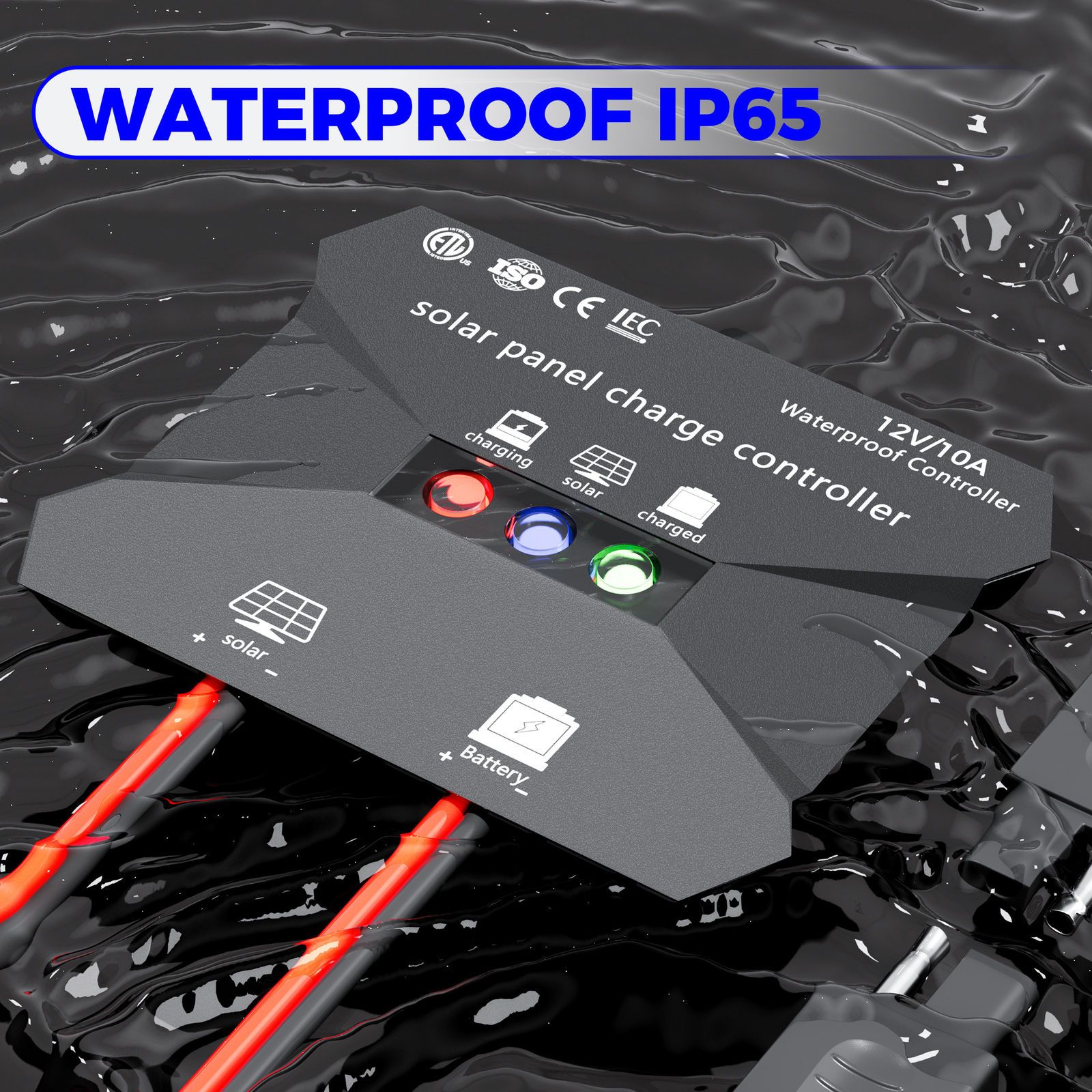 10A 12V Solar Charge Controller Waterproof Solar Intelligent Battery Regulator