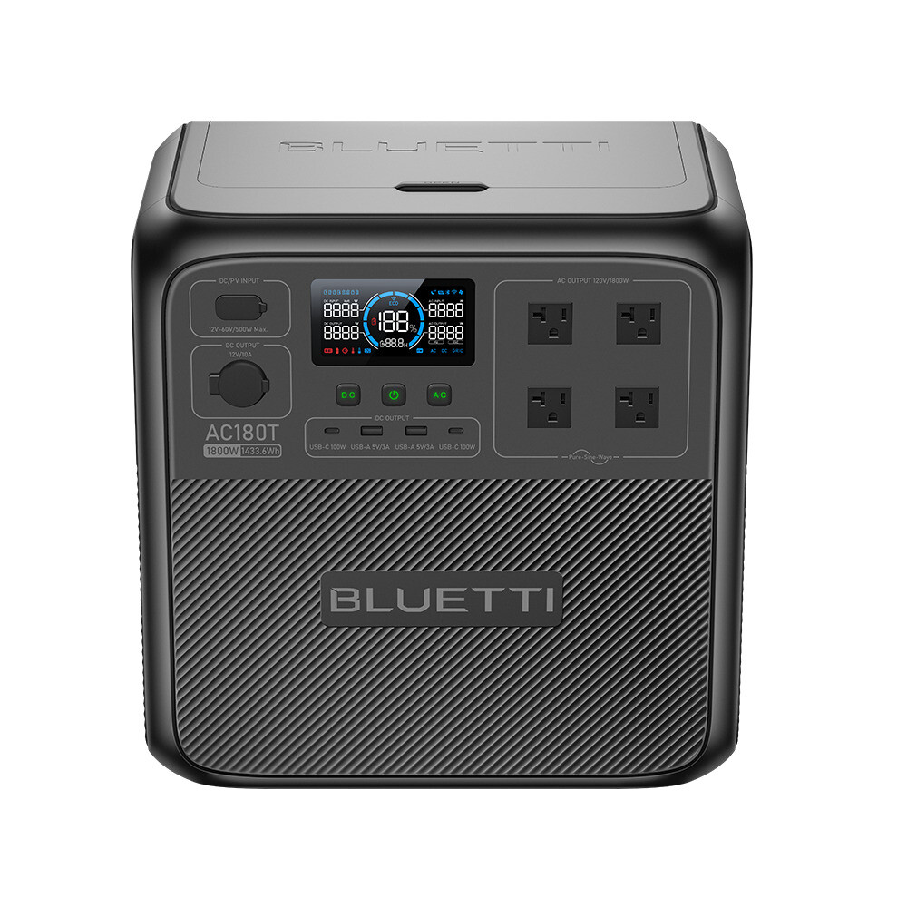 BLUETTI AC180T 1800W 1433Wh Power Station Swappable Battery Design for Trip