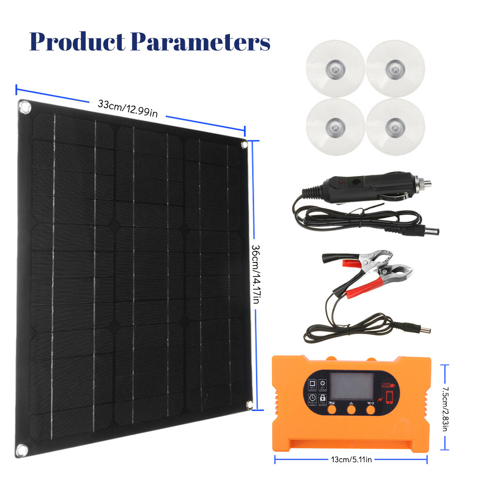 50W Solar Battery Maintainer Waterproof Car RV Boat Charger 12V Tender Trickle