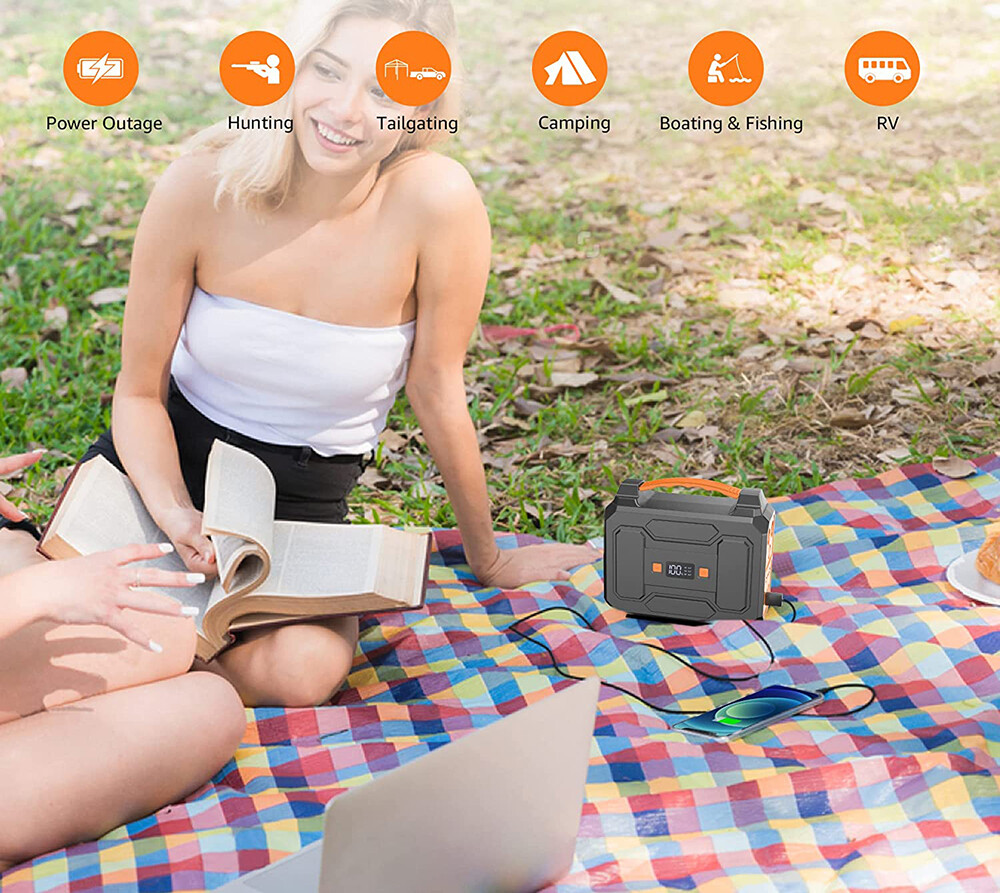 Portable Power Station 146Wh 100W AC USB Battery Charger Camping Solar Generator