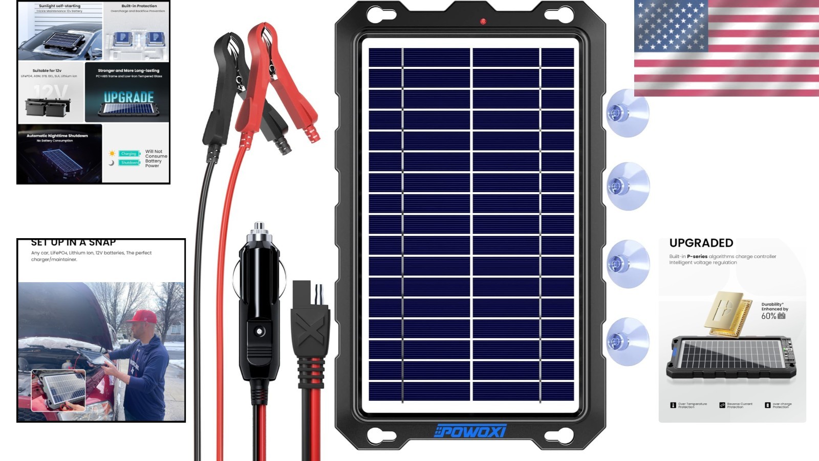 7.5W Solar Battery Trickle Charger Kit – Essential for Automotive & Marine Use