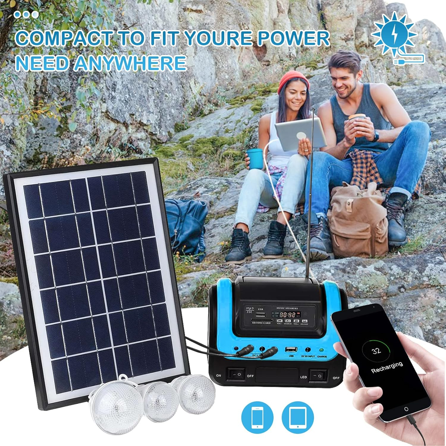 Portable Solar Generator with Panel,Small Power Station for Camping | Compact So