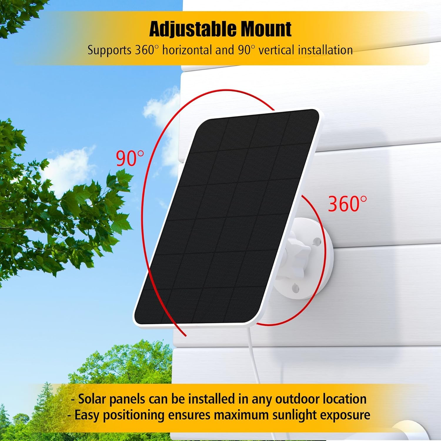Solar Panel for eufy Camera,Security Camera,5V 4W Solar Panel for eufyCam 2/2…