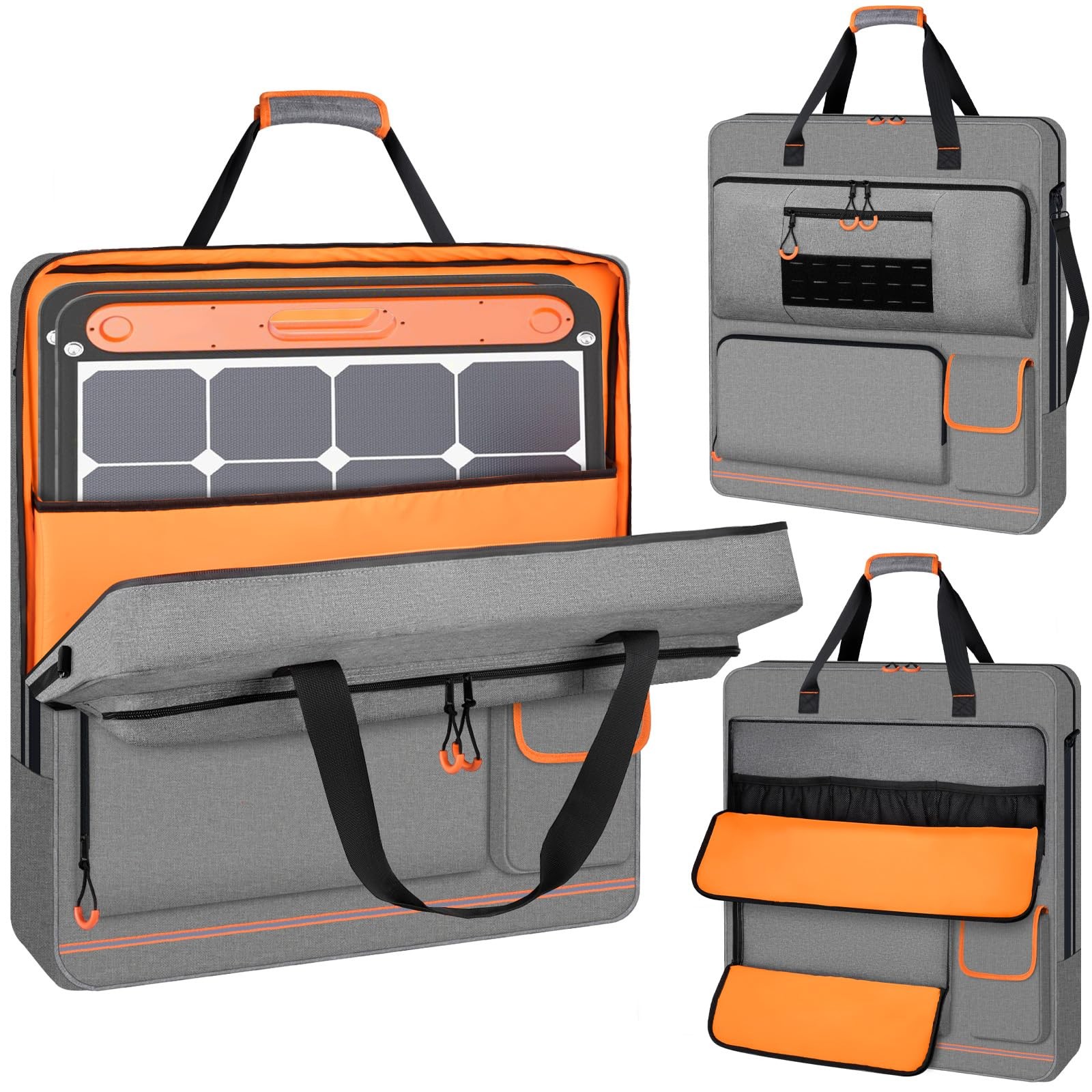 Wigojoy Solar Panel Storage Bag with Orange Lining, Deepened Opening, Zipper …