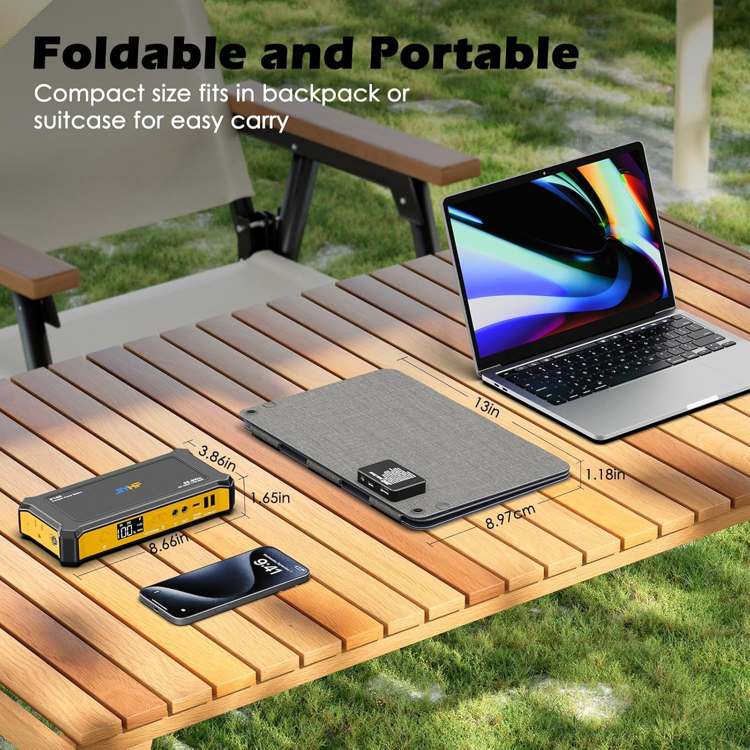 Portable Power Station 99.9Wh with Foldable Solar Panel 30W, Laptop Charger & Ba