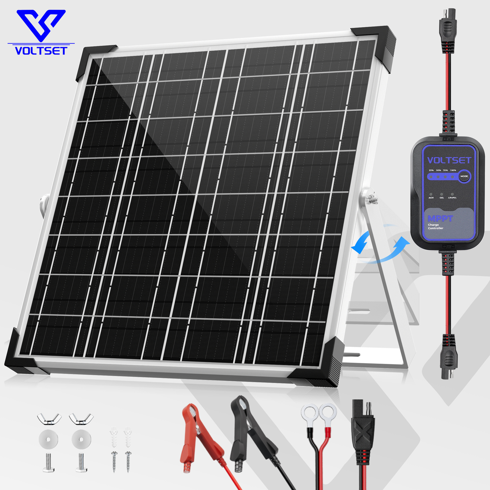 Upgraded 20W 12V Solar Battery Trickle Charger Maintainer with MPPT Controller