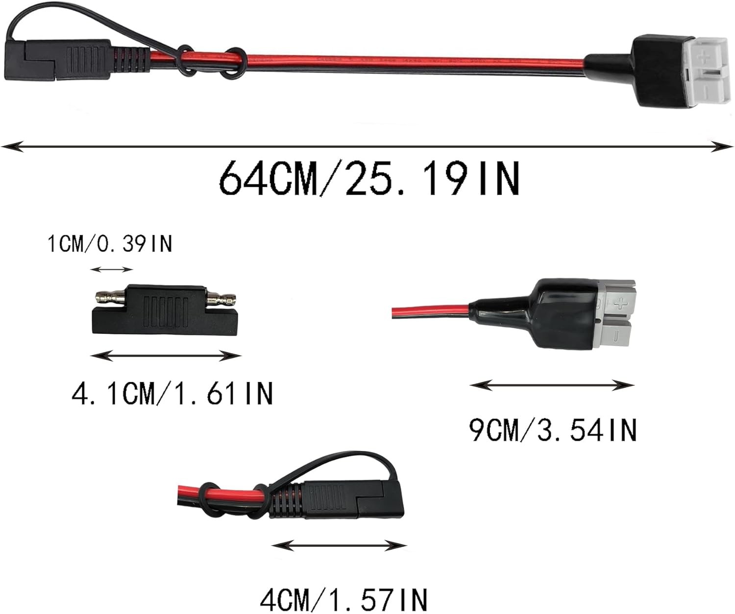 Anderson SB50 Connector To SAE Extension Cable 10AWG SAE Solar Panel Connection
