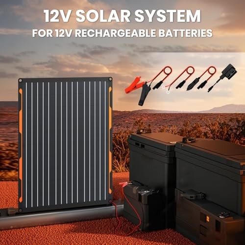 12V Solar Panel Charger Kit with Built-in Charge Controller – Portable 20W