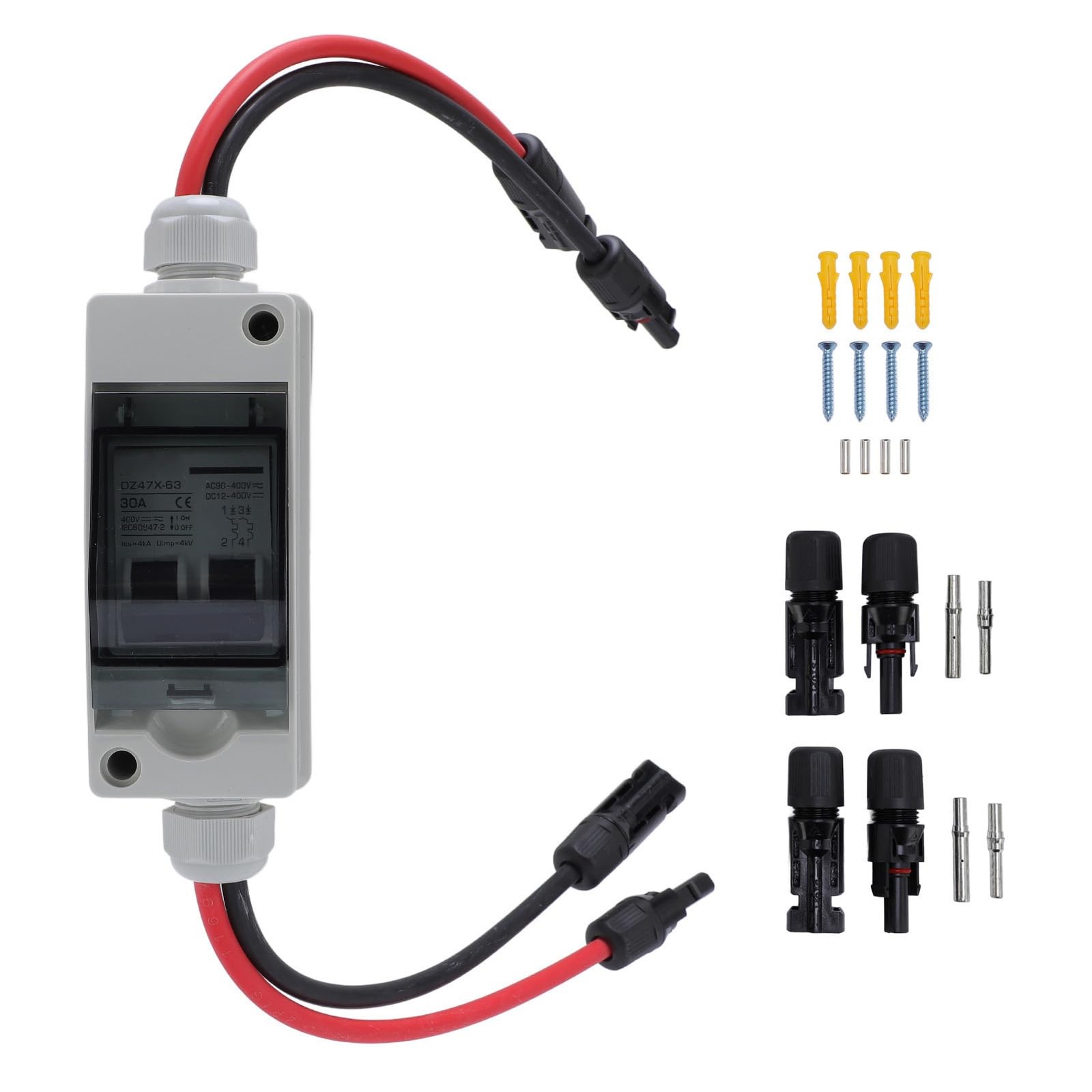 Solar Panel Disconnect Switch 30A DC AC Shut Off 2 Poles Outdoor Home Miniatu…