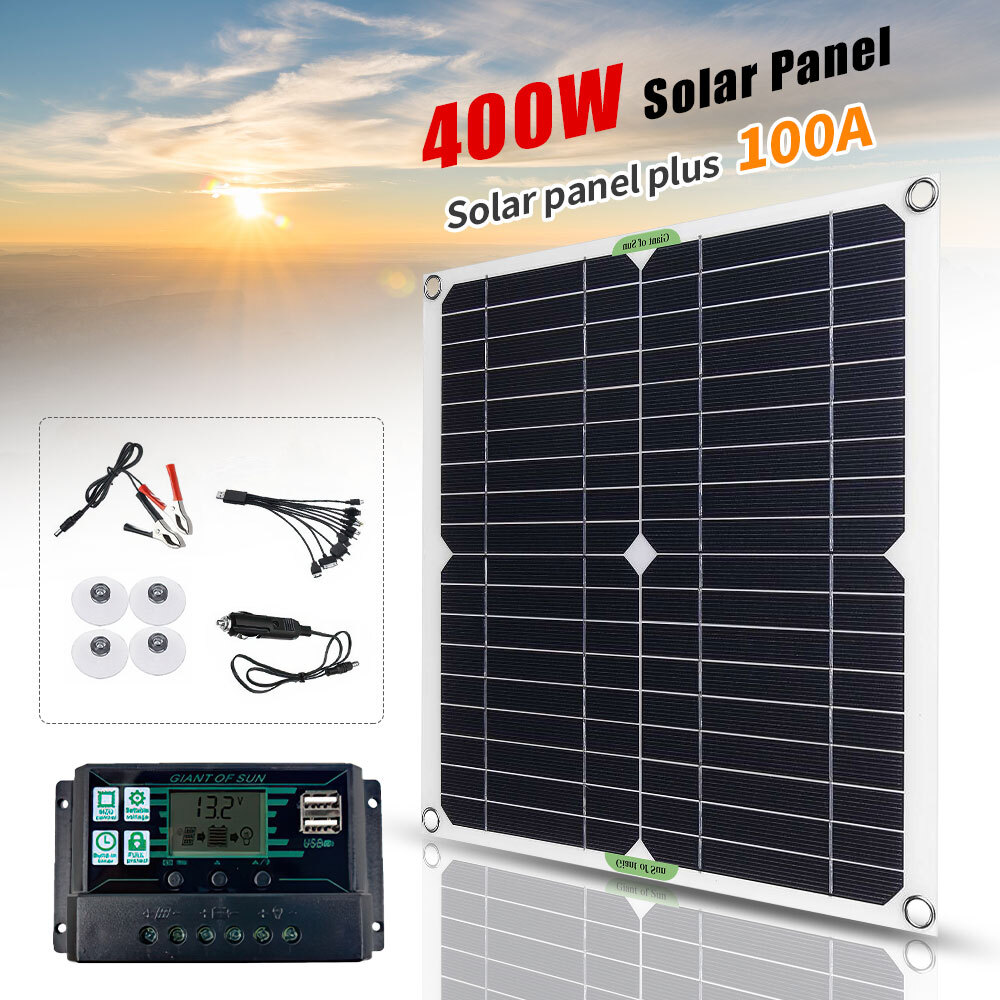 Complete Solar Panel Kit Solar 400W Power Generator 100A Home 12V Grid System