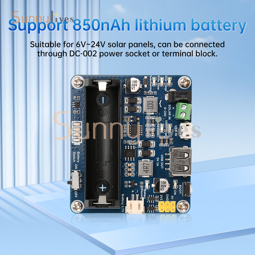6V~24V Solar Panel Power Management Module Support MPPT 850mAh Li-ion Battery