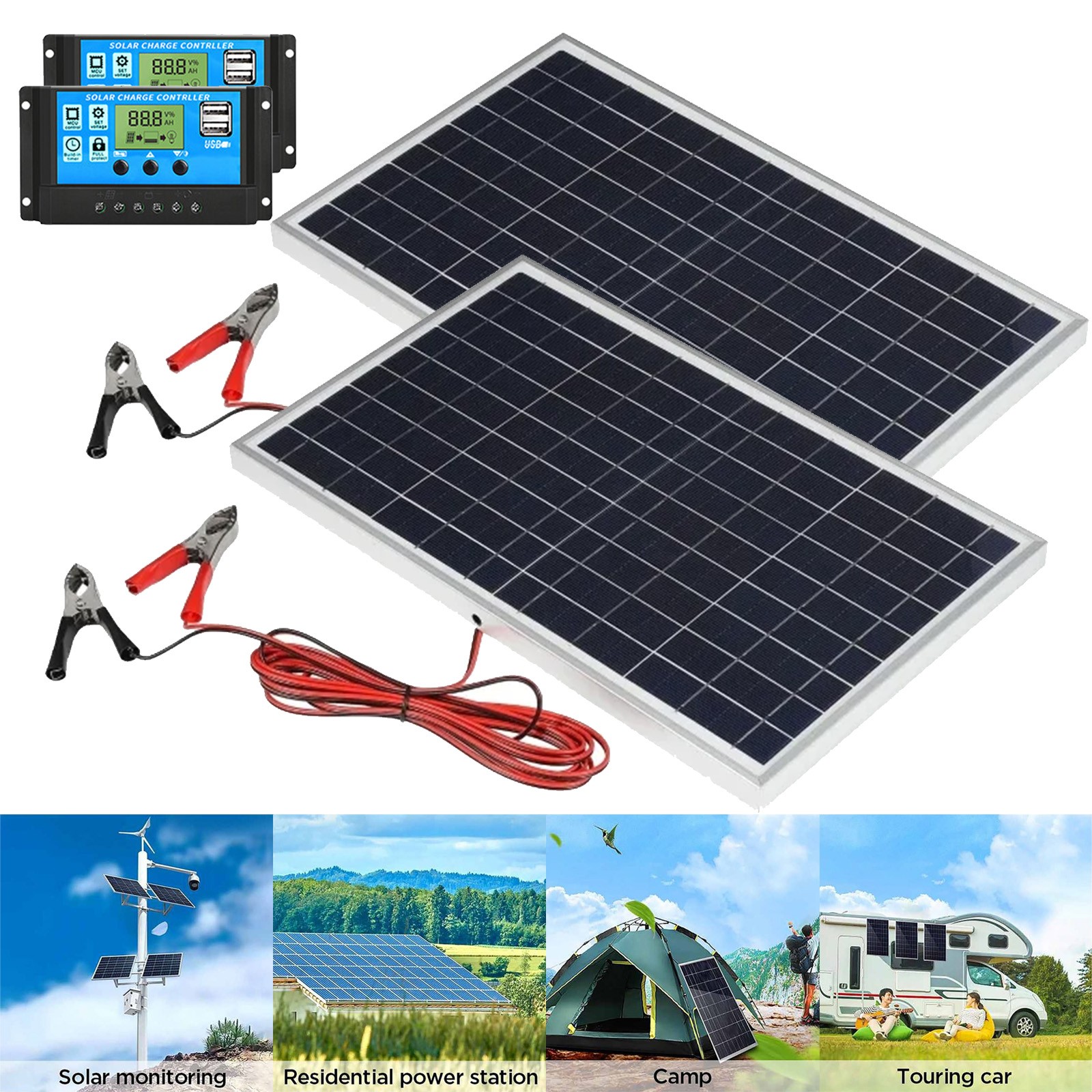 10 Watts Solar Panel Kit 12V 100A Battery Charger with Controller Caravan Boat