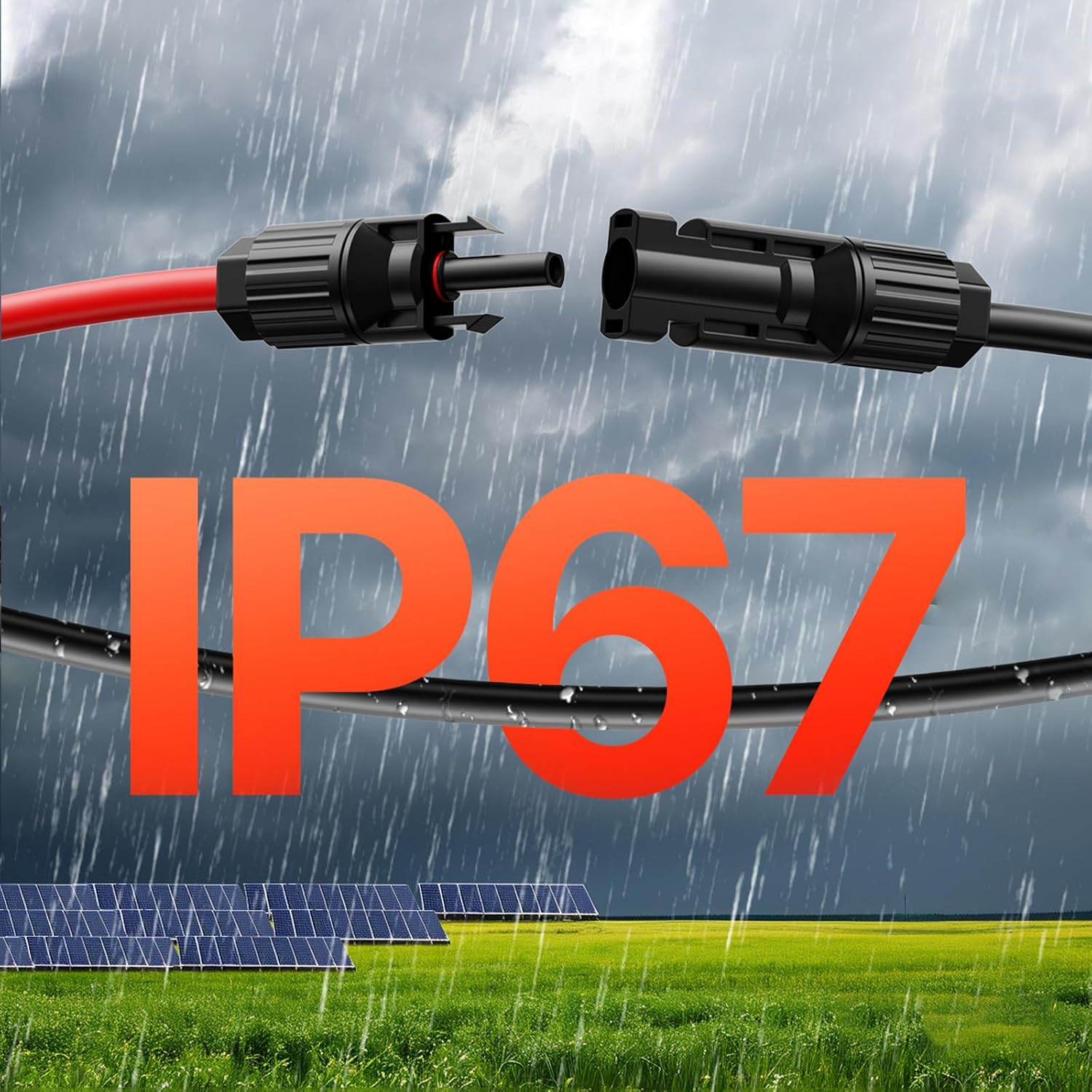 30FT Solar Panel Extension Cable, 10AWG Solar Extension Cable Wire with Female &