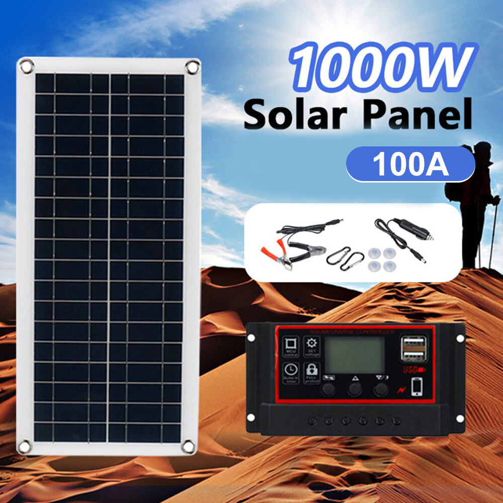 1000 Watts Solar Panel Kit 100A 12V Battery Charger w/ Controller Caravan Boat