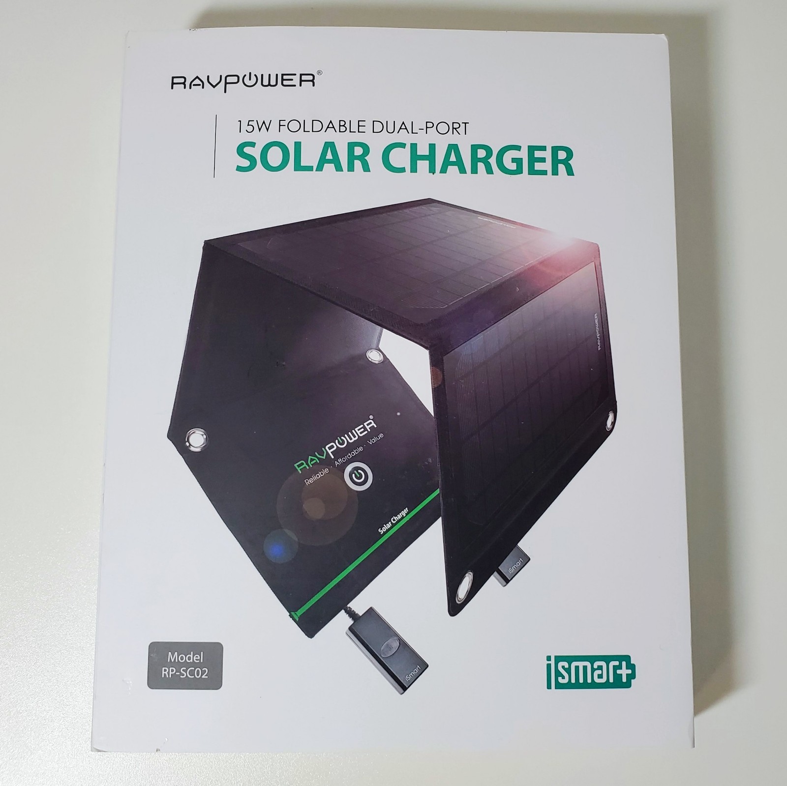 RAVPower 15W Foldable Dual-Port Waterproof Smart Solar Charger Kit RP-SC02